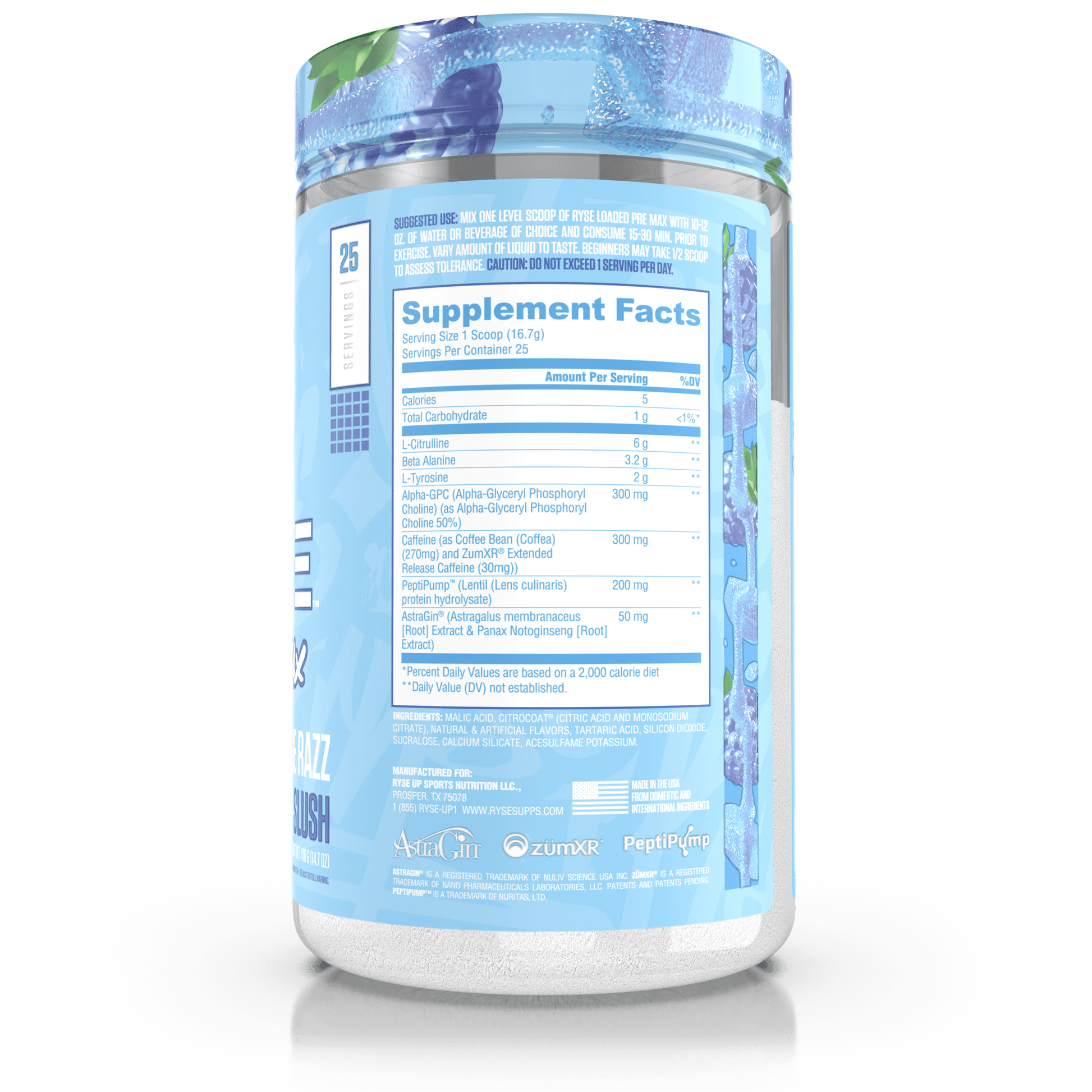 Loaded Pre Max Blue Razz Slush - RYSE Supplements