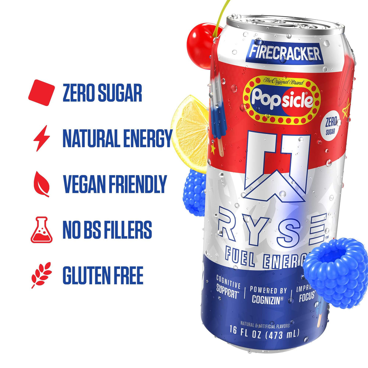 RYSE Fuel Energy Drink 16 fl oz Cans (12-Pack) Firecracker Energy Drink - RYSE Supplements
